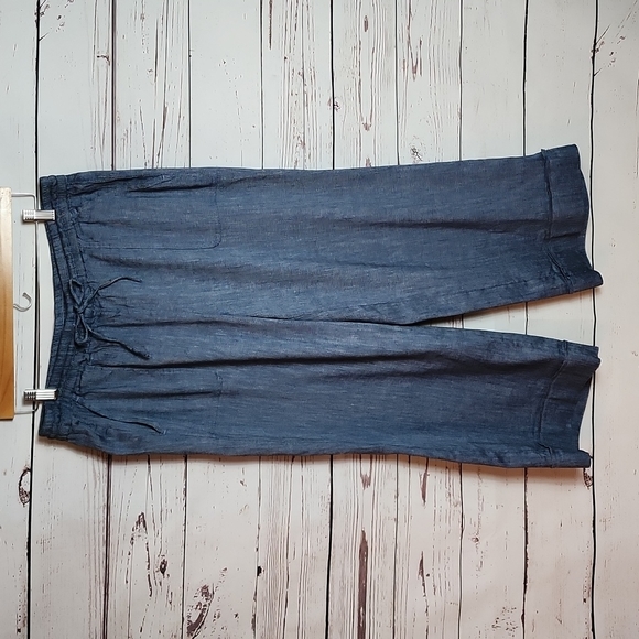 Loft Pull On Wide Leg Cropped Linen Size Large - Picture 6 of 6